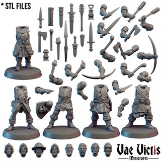 modular mercenaries pack pre-supported vae victis miniatures Tabletop Characters & Creatures Fantasy Universe Store fantasy rpg weapons tabletop dnd bits heads guards thief brigand gang supported 3d print model - Mito3D