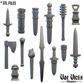 props weapons pre-supported vae victis miniatures Tabletop accessories Characters & Creatures Fantasy Universe Store axe fantasy lantern modular rpg sword dagger tabletop dnd bits 3d print model - Mito3D