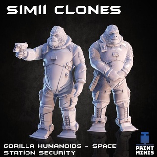 simii security guards - gorilla humanoids orbit collection print minis Tabletop Characters & Creatures Sci-Fi Universe animal guard sci-fi space humanoid anthropomorphic crew 3d print model - Mito3D