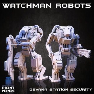 watchman robots - orbit collection print minis Tabletop Characters & Creatures Sci-Fi Universe android machine robot sci-fi space mech security dieselpunk 3d print model - Mito3D