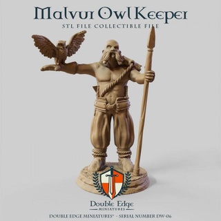 malvur owl keeper - dw 06 double edge miniatures Tabletop Characters & Creatures Fantasy Universe bird game warrior boardgame dwarf tabletop 3d print model - Mito3D