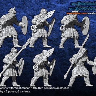 Oeste africano orcos duendes orco infantería erramir orlans mesa caracteres criaturas fantasía universo juegos guerra 28mm lanceros espadachines 3d print model - Mito3D