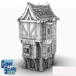 3 historia madera cuadro escalera estilo 2 gamescape3d mesa 3D imprimible terreno fantasía edificio ciudad pueblo casa adosada 3d print model - Mito3D