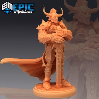 warrior war apocalyptic demon battlefield epic-miniatures Store battle fantasy helmet medieval monster rpg soldier sword warhammer field sla enemy tabletop dungeon dnd pathfinder armored npc pre-supported supported pre 3d print model - Mito3D