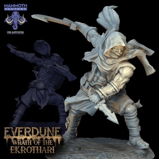 ékrothari guerrier 1 sable elfe mammouth usine désert combattant ninja assassin ranger dune cimeterre coquin Everdune 3d print model - Mito3D