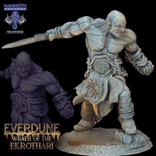 sezan daybringer sand elf mammoth factory Tabletop Characters & Creatures Fantasy Universe barbarian desert fighter sword warrior dune bald shirtless 3d print model - Mito3D