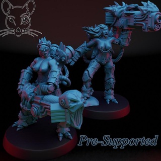 kızlar büyük silahlar fare adam dövme masaüstü karakterler yaratıklar Sci Fi Evren Warhammer kaos nsfw yok edici tahribat 3d print model - Mito3D