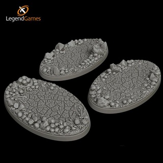 legendgames 90mmx52mm oval skull base x3 legend games Tabletop accessories figure warhammer earth miniature skulls tabletop cavalry cracked wh40k sigmar 3d print model - Mito3D