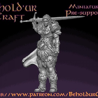 reah Goliat bárbaro tu arte mesa caracteres criaturas fantasía universo oso hembra combatiente juego rol vikingo guerrero d dnd goliante 3d print model - Mito3D