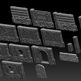 village walls set - supportless behold'ur craft Store Tabletop 3D Printable Terrain Fantasy house roleplay terrain wood tabletop d&d dnd log scatter 3d print model - Mito3D