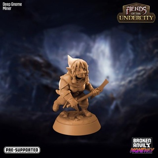 fiends undercity - deep gnome miner broken anvil miniatures Tabletop Characters & Creatures Fantasy Universe Store city tabletop underground dnd tabletopgames pickaxe dwarves subterranean cavern ttrpg 3d print model - Mito3D