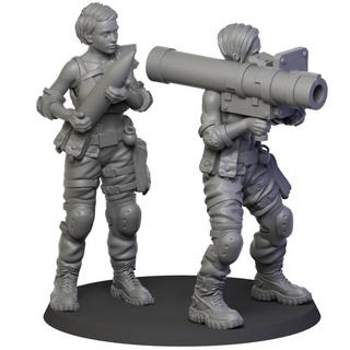 rocket launcher team albinoraven miniatures Tabletop Characters & Creatures Historical Universe Store army girl soldier warhammer necromunda scifi rocketlauncher infantry gang wh40 armygirl 3d print model - Mito3D