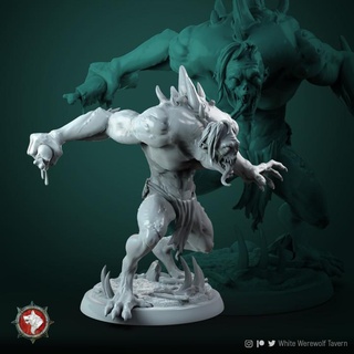 gulyabani 4 minyatür 32mm pre supported beyaz kurt adam meyhane masaüstü karakterler yaratıklar fantezi Evren mağaza canavar rpg ölümsüz dnd ttrpg 3d print model - Mito3D