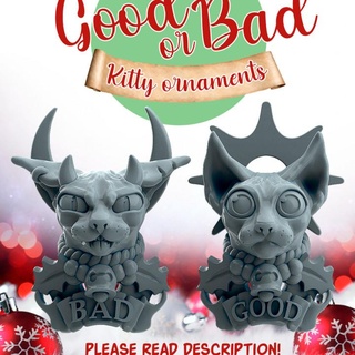 good bad kitty ornaments marchen atelier Home & Garden Homeware Ornaments christmas cat tree xmas holiday 3d print model - Mito3D