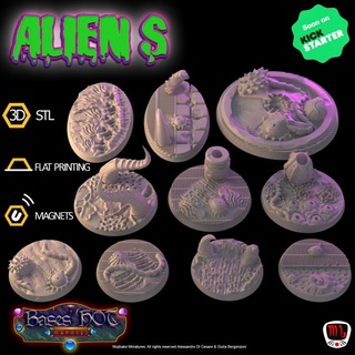 alien custom bases hot madness vol2 ks campaign mojibake collectibles Tabletop accessories Store modular base aliens scatter themedbases 3d print model - Mito3D