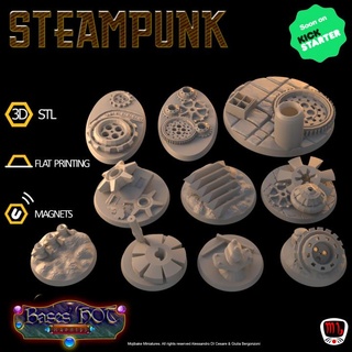 steampunk custom bases hot madness vol2 ks campaign mojibake collectibles Tabletop accessories Store magnet modular base 3d print model - Mito3D