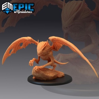 terror bat lurking winged dark beast night creature epic-miniatures Store fantasy medieval monster rpg warhammer sla enemy tabletop dungeon dnd pathfinder npc pre-supported supported pre 3d print model - Mito3D