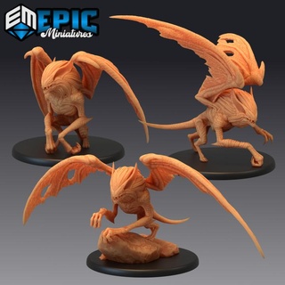 terror bat set winged dark beast night creature epic-miniatures Store fantasy medieval monster rpg warhammer sla enemy tabletop dungeon dnd pathfinder npc pre-supported supported pre 3d print model - Mito3D