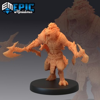 gnoll tribe warrior axes hyena hybrid classic creature epic-miniatures Store axe fantasy medieval monster rpg warhammer sla enemy tabletop dungeon dnd pathfinder npc pre-supported supported pre 3d print model - Mito3D