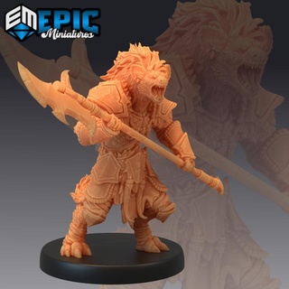 gnoll tribe halberd warrior hyena hybrid classic creature epic-miniatures Store fantasy medieval monster rpg warhammer sla enemy tabletop dungeon dnd pathfinder npc pre-supported supported pre 3d print model - Mito3D