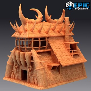 orc barracks tribal building playable interior war house epic-miniatures Store fantasy medieval monster rpg warhammer sla enemy tabletop dungeon dnd pathfinder npc pre-supported supported pre barrack 3d print model - Mito3D