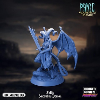 panic moorefrost manor - sellis succubus demon broken anvil miniatures Tabletop Characters & Creatures Fantasy Universe Store hell sword wings tabletop fiend flames dnd haunted tabletopgames ttrpg 3d print model - Mito3D