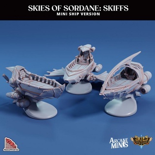 skiffs - mini ship arcane minis display dragon dragons dungeons falcon float fly roleplay rpg small magic steampunk flying vape dungeon flight d&d dnd airship 5e eberron presupported pre-supported arcanapunk magipunk magitech sordane supported skies mini-ship feros 3d print model - Mito3D