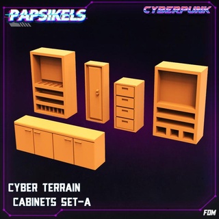 cyber terrain cabinets set papsikels miniatures Store Tabletop 3D Printable Terrain Sci-Fi props 3d print model - Mito3D