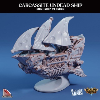carcassite ship - mini arcane minis display dragon dragons dungeons float fly roleplay rpg small undead magic steampunk cult crystal flying dungeon flight d&d dnd airship 5e necro eberron necromancy presupported pre-supported arcanapunk magipunk magitech sordane supported skies mini-ship umiera 3d print model - Mito3D
