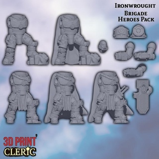 ironwrought brigade - heroes pack 3d print cleric Tabletop Characters & Creatures Sci-Fi Universe Store 40k modular soldier space warhammer steampunk power fist marine adeptus boltgun primaris plate armour 3d print model - Mito3D