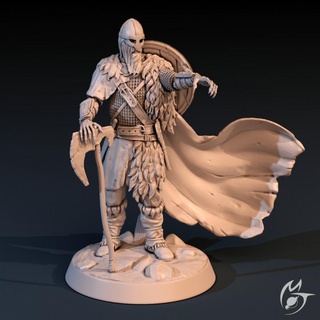 verdr bearfell - draugr leader making tlon Tabletop Characters & Creatures Fantasy Universe Store axe bear shield skeleton undead viking zombie revenant wight 3d print model - Mito3D