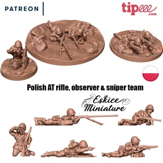 polish rifle observer & sniper team - 28mm eskice miniature aron Tabletop Characters Creatures Historical Universe Store action bolt figurine ww2 poland wargame polonais 3d print model - Mito3D