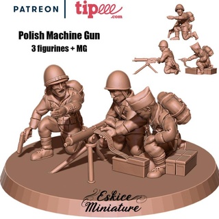 polish mmg team 28mm eskice miniature - aron Tabletop Characters & Creatures Historical Universe Store action bolt figurine warhammer ww2 poland wargame mitrailleuse polonais 3d print model - Mito3D