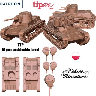 polish tank 7tp 28mm eskice miniature - aron Tabletop Characters & Creatures Historical Universe Vehicles Machines Store vehicle ww2 poland wargame 1 72 polonais 56 3d print model - Mito3D