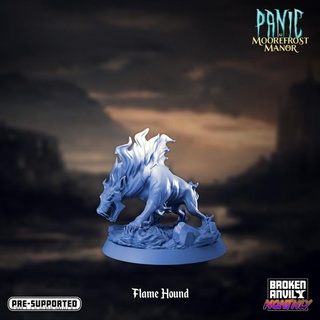panic moorefrost manor - flame hound broken anvil miniatures  Tabletop Tabletop Characters & Creatures Fantasy Universe Tabletop Tabletop Characters & Creatures Store dog ghost hell tabletop flames dnd haunted canine tabletopgames ttrpg hellhound  3d print model - Mito3D