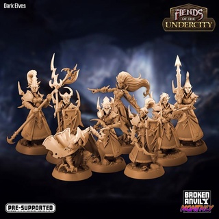 fiends undercity - dark elves pack broken anvil miniatures Tabletop Characters & Creatures Fantasy Universe Store armor city elf weapons tabletop underground cave dnd tabletopgames armored subterranean cavern ttrpg 3d print model - Mito3D
