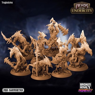 fiends undercity - troglodytes pack broken anvil miniatures Tabletop Characters & Creatures Fantasy Universe Store lizard weapons tabletop underground cave dnd lizards tabletopgames subterranean cavern ttrpg 3d print model - Mito3D