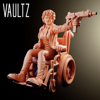 Zoe sobreviviente vaultz miniaturas mesa caracteres criaturas Sci Fi universo Tienda pistola héroe moderno rpg mujer personaje miniatura silla ruedas zombicida 3d print model - Mito3D