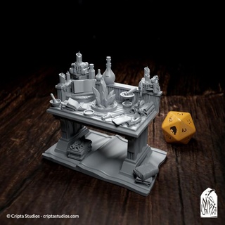 alchimia tavolo sedia puntello chiamata negromante cripta studi 3D stampabile terreno fantasia rpg procedura guidata gioco ruolo d 3d print model - Mito3D