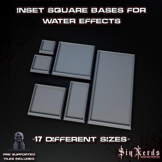 inset square bases water effects sinnerds Tabletop accessories Store 20mm gaming war warhammer base tabletop fow 40mm flames rectangle dnd 35mm 25mm 30mm basing 3d print model - Mito3D
