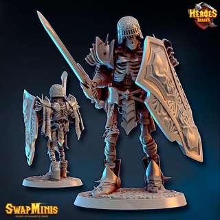 undead skeleton knight heroes & beasts Tabletop Characters Creatures Fantasy Universe mummy zombie death lich dnd judgedeath swapmini heroesandbeasts modularminiatures undeadknightmini dndskeletonmini undeadminiature skeletonminiature lickwarriormini 3d print model - Mito3D