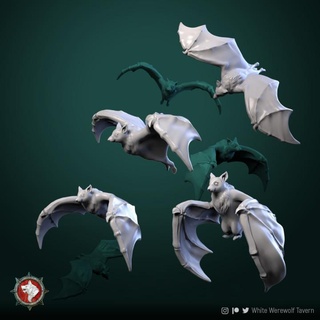bats 4 miniatures 32mm pre-supported white werewolf tavern Toys & Games Animal Creature Figures Tabletop Characters Creatures Fantasy Universe Store bat creature monster rpg tabletop wargame dnd ttrpg 3d print model - Mito3D