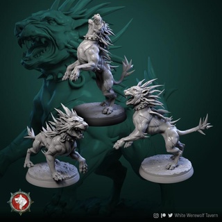 evil dogs 3 miniatures 32mm pre-supported white werewolf tavern Toys & Games Animal Creature Figures Tabletop Characters Creatures Fantasy Universe Store dog monsters tabletop wargame creatures dnd dndcreature 3d print model - Mito3D