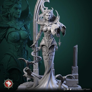 mistress blood 75mm 32mm pre-supported white werewolf tavern Tabletop Characters & Creatures Fantasy Universe female monster vampire character tabletop wargame dnd dndcharacter vampiress dndvampire 3d print model - Mito3D