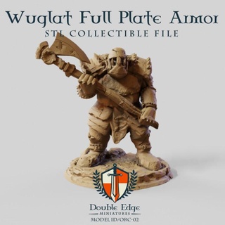 wuglat full plate armor double edge miniatures Tabletop Characters & Creatures Fantasy Universe army axe fantasy medieval orc soldier warhammer lotr enemy militar headyarmor fullarmor 3d print model - Mito3D