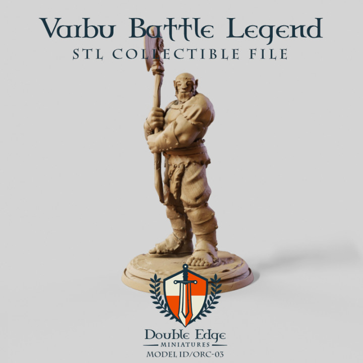 varbu battle legend double edge miniatures Tabletop Characters & Creatures Fantasy Universe armor axe fantasy helmet medieval orc soldier warhammer lotr champion battleaxe urukhai pauldron lightarmor 3D print model - Mito3D