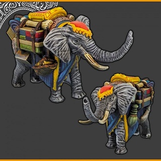 deserto árabe elefantes + Howdah support free evan carothers brinquedos jogos animal criatura figuras tampo mesa personagens criaturas loja egípcio 3d print model - Mito3D