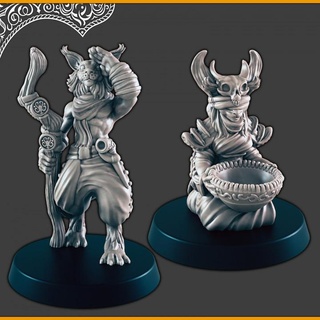 desert catfolk - seer guide support-free evan carothers Tabletop Characters & Creatures Fantasy Universe Store supportless 3d print model - Mito3D