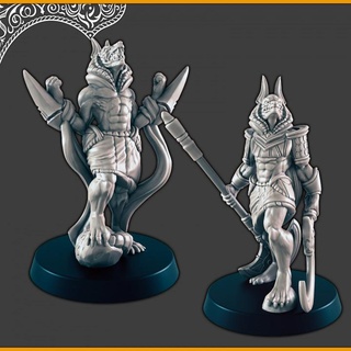 anubis-kin jackalware - warriors support-free evan carothers Tabletop Characters & Creatures Fantasy Universe Store desert warrior supportless anubis jackal jackalwere 3d print model - Mito3D