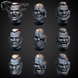 9 custom heads without helmet yaga san Tabletop Characters & Creatures Sci-Fi Universe 40k face warhammer bits 3d print model - Mito3D